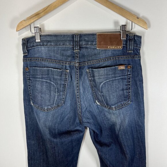 Fidelity Impala Mens 32 Blue Dark Jeans Made In USA Stretch Straight Leg - Picture 6 of 10